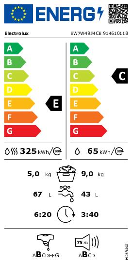 Etichetta energetica Electrolux EW7W4954CA (8 kg)