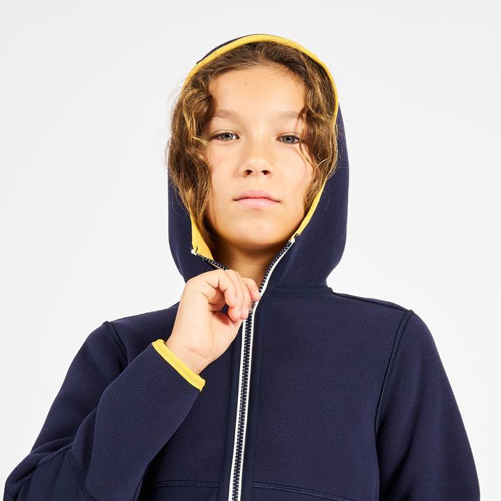 Actual product image Tribord Fleece jacket sailing children warm reversible 500 navy blue/yellow (6, 7, 8)