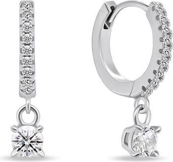 Brilio Silver - Sparkling round earrings with zircons EA882W