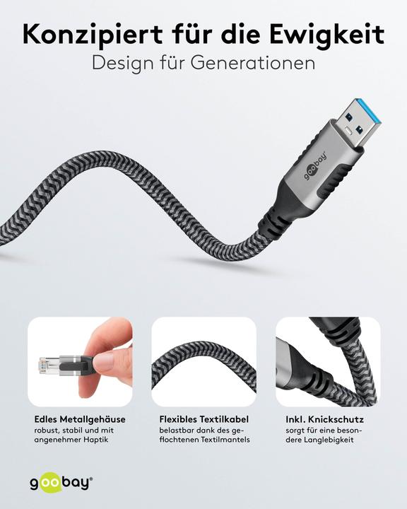 Produktbild Goobay Ethernet-Kabel USB-A auf RJ45, 1 m (USB, RJ45 (1x))