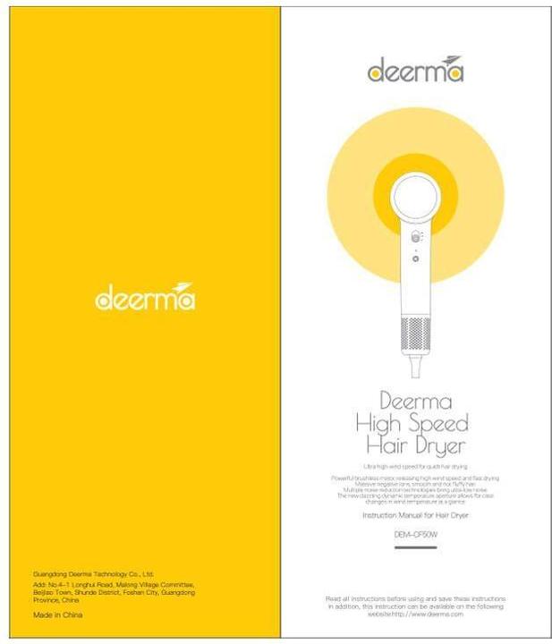 Actual product image Deerma Fén na vlasy DEM-CF50W (bílý)