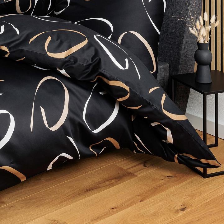Produktbild Janine Mako-Satin Bettwäsche J.D. 87102 schwarz beige (Duvetbezug, 80x80 cm, 135x200 cm)
