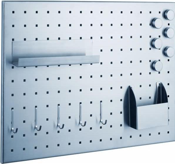 Produktbild Alco Magnettafel Edelstahl gelocht gebürstet 50x35cm silber inkl. Zubehör (Magnettafel, 50 x 35 cm)