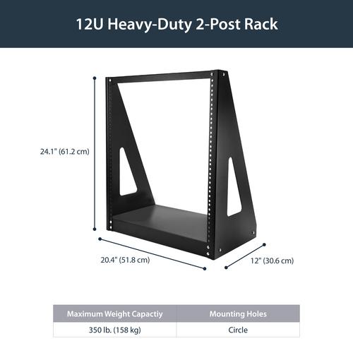 Actual product image StarTech 2 Post Heavy Duty Rack - Open Frame Server Rack - 12U (12 RU, 19 inch rack)