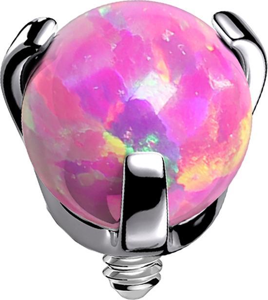 Produktbild Star Piercing Dermal Anchor silber Kugel Opal pink gefasst (ohne Messing, Titan G23)