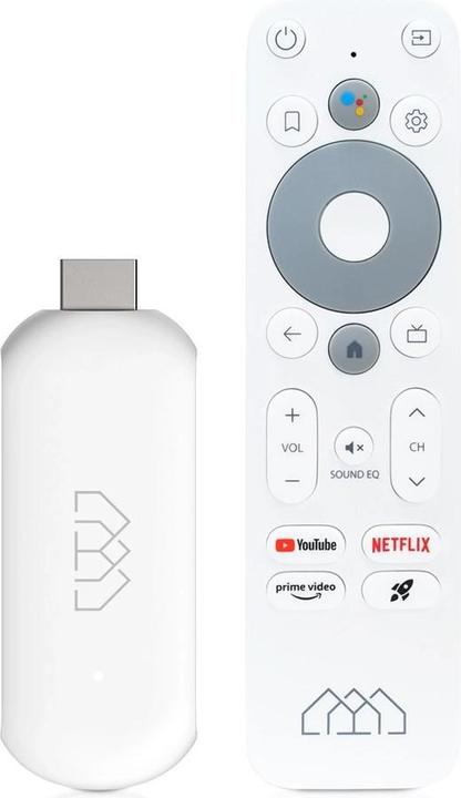 Abcom Stick HD Android TV Media Player Stick White (Full HD, HDMI, 5GHz WiFi, Voice Remote Control
