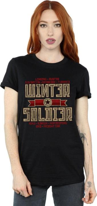 Actual product image Womens/Ladies Winter Soldier Trigger Badge Cotton Boyfriend T-Shirt (XL)