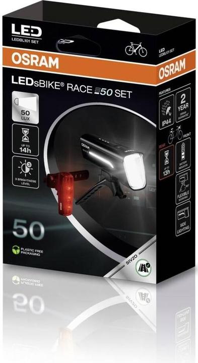 Immagine prodotto Osram Set di illuminazione per bicicletta RACE 50 SET LED a batteria nero (100 lm, 100 lm)