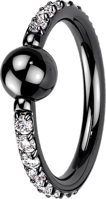 Image du produit Star Piercing Ball Closure anneau noir côté cristaux argentés (sans laiton, Titane G23)
