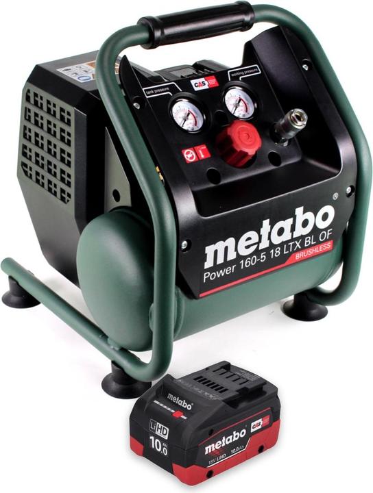 Actual product image Metabo Power 160-5 18 LTX BL OF Battery compressor 18 V 8.0 bar brushless + 1x battery 10.0 Ah - without (5 l)