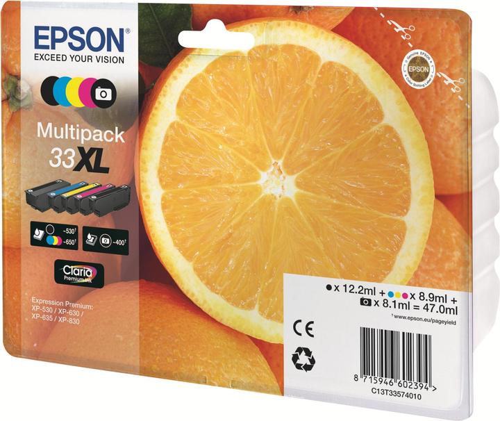 Actual product image Epson 33XL Claria Premium Multipack (M, FC, Y, C, PBK)