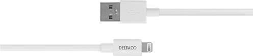 Actual product image Deltaco Lightning cable USB-A -Lightning, 2m, Apple C189 chipset, MFi, FSC marked package, white (2 m, USB 2.0)