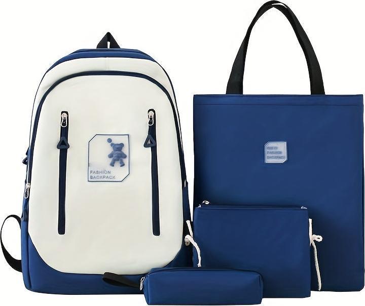 Only-Bags.Store 4-tlg. kontrastfarbiges Taschenset, Rucksack + Umhängetasche + Clutch + Federtasche