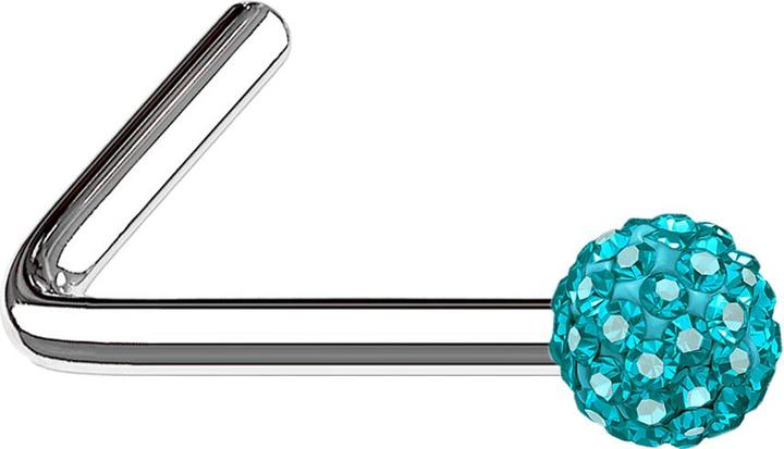 Produktbild Star Piercing Nasenstecker gewinkelt silber Kristallkugel aqua (ohne Messing, Chirurgenstahl 316L)
