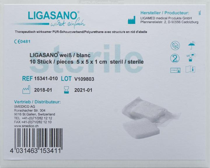 Produktbild Ligasano Schaumstoff Kompressen 5x5x1cm steril