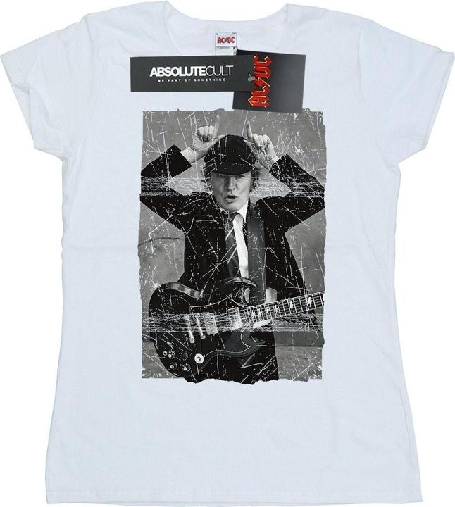 AC/DC Angus Young Distressed Foto TShirt aus Baumwolle