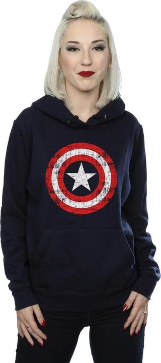 Image du produit - Sweat à capuche AVENGERS CAPTAIN AMERICA SCRATCHED SHIELD - Femme (XL)
