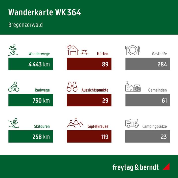 Image du produit Bregenzerwald, carte de randonnée, de cyclisme et de loisirs 1:50.000, freytag & berndt, WK 364