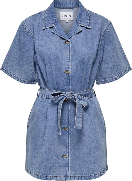 Produktbild Only Normal geschnitten V-Ausschnitt Kastige Ärmel Kurzes Kleid Jeanskleid (L)