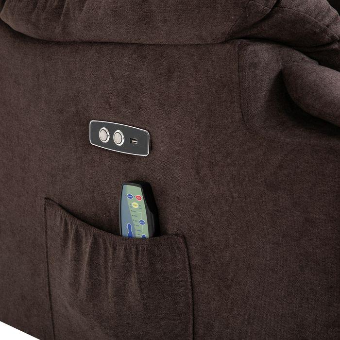 Actual product image Swisshandel24 Massagesessel mit Aufstehhilfe, Wärme, USB-Fernbedienung, Braun 83x95x105cm