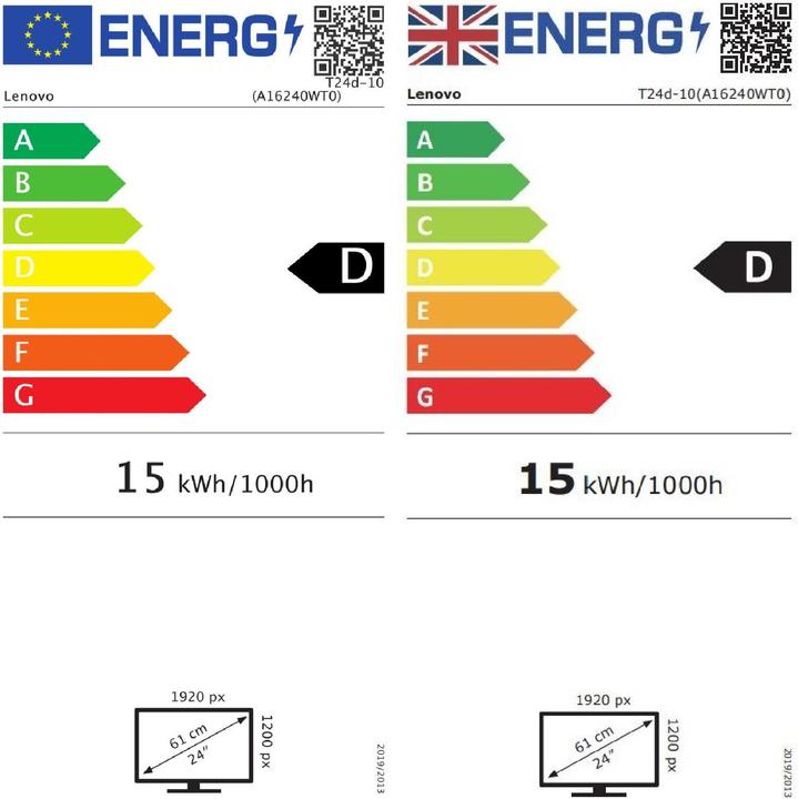 Energie-Label Lenovo T24d-10 (1920 x 1200 Pixel, 24")