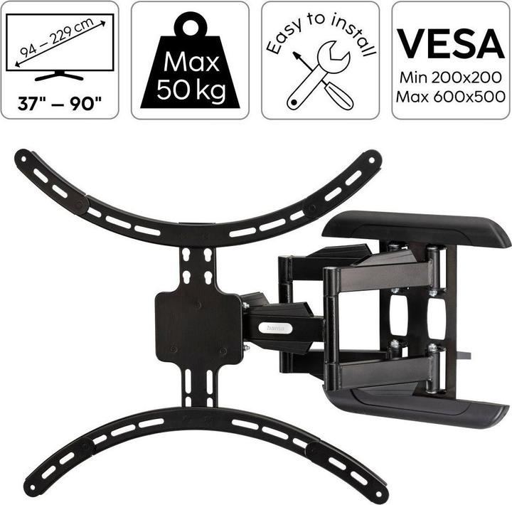 Actual product image Hama TV wall bracket, swivel, tilt, extendable, 229 cm (90") up to 50 kg (Wall, 90", 50 kg)