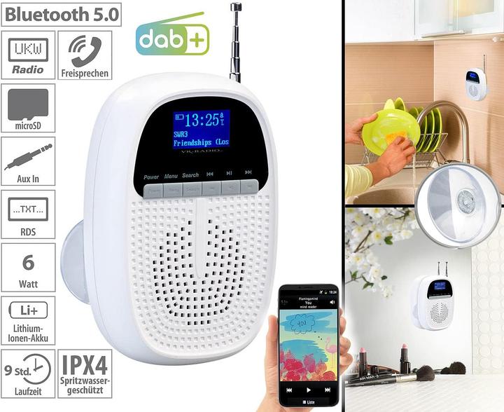 Actual product image VR-Radio Bathroom battery radio (FM, DAB+, Bluetooth)