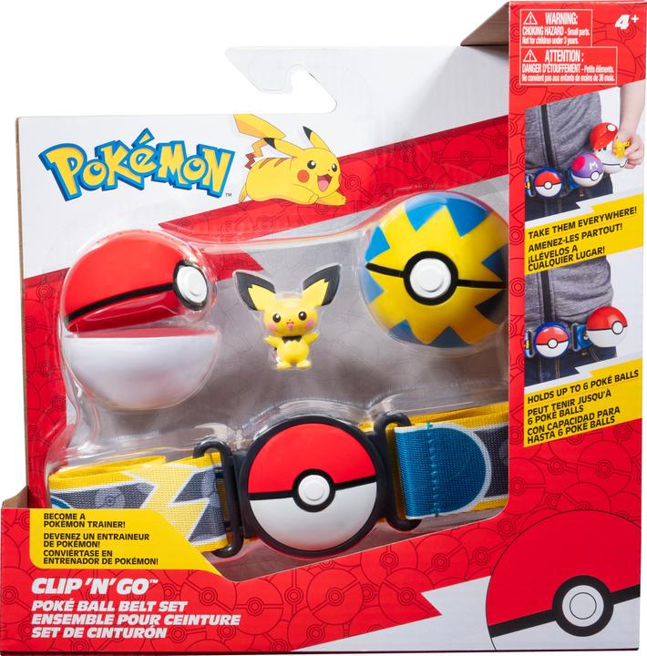 Actual product image Jazwares Pokémon Clip'n'Go Poké Belt Set Pokéball, Flottball & Pichu