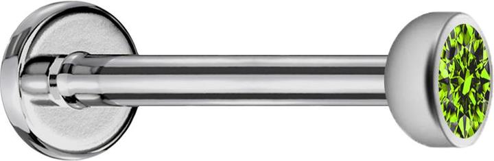 Produktbild Star Piercing Micro Labret Innengewinde silber mit Halbkugel Kristall hellgrün (ohne MessingTitan G23, Messing)