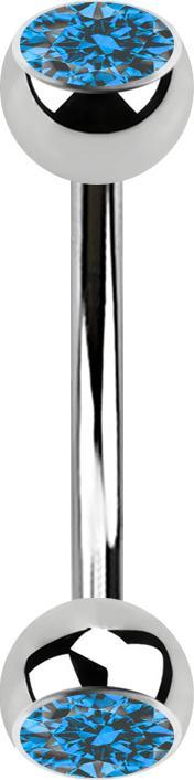 Immagine prodotto Star Piercing Banana argento con due sfere di cristallo azzurro (Acciaio chirurgico 316L, senza ottone)