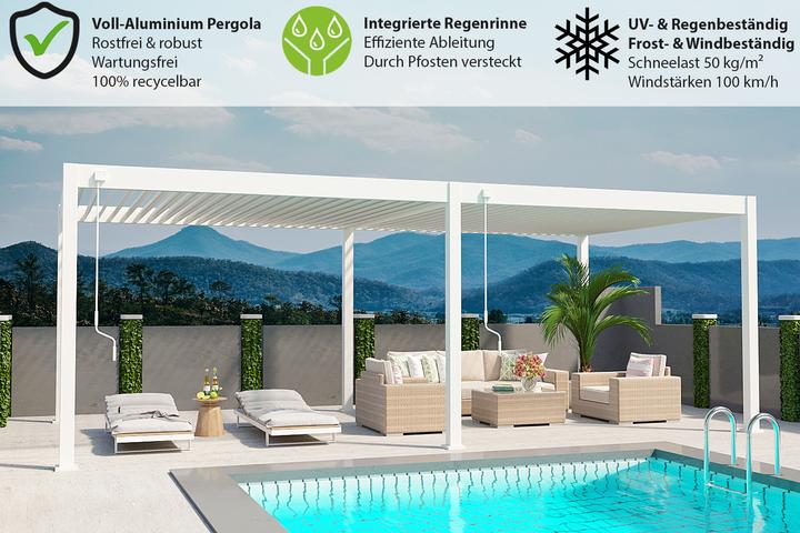 Actual product image Weide Pergola Deluxe Plus 3.6x7.2m with slatted roof white (360 cm, 720 cm)