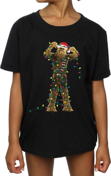 Actual product image Star Wars Girls Chewbacca Christmas Lights Cotton T-Shirt (116)