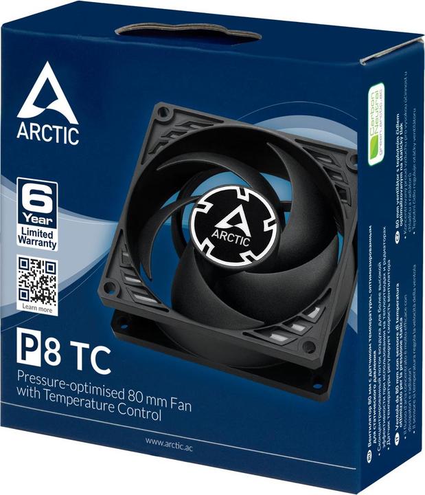 Produktbild Arctic P8 TC 80 mm Lüfter optimiert für statischen Druck mit Temperaturkontrolle (80 mm, 1 x)