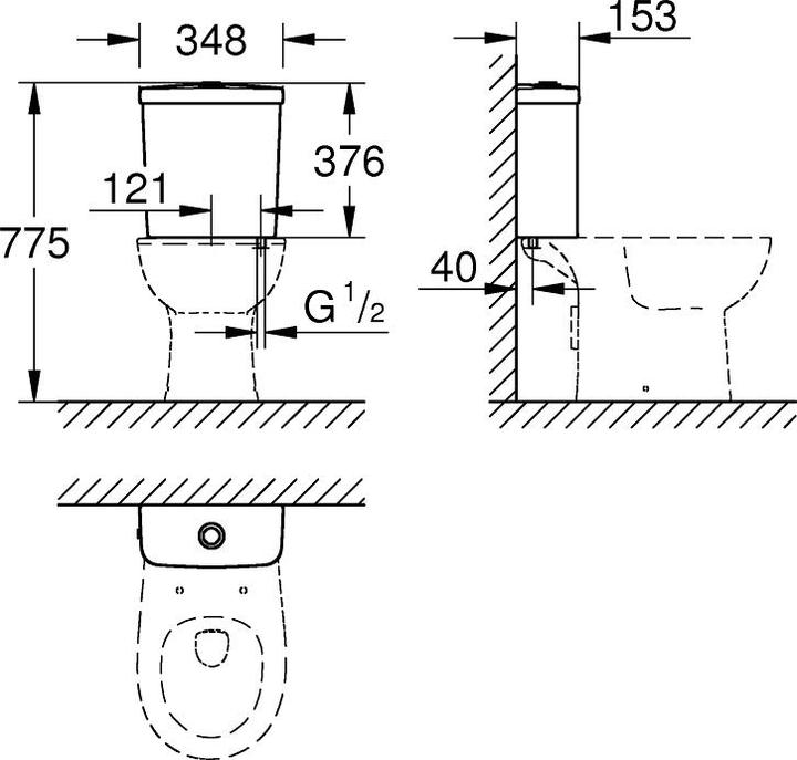 Actual product image Grohe Cistern Bau ceramic dual-flush technology 6 litres white 39436000