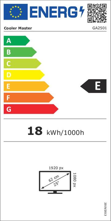 Energy Label Cooler Master GA2501 24.5" Full HD (1920 x 1080 pixels, 24.50")
