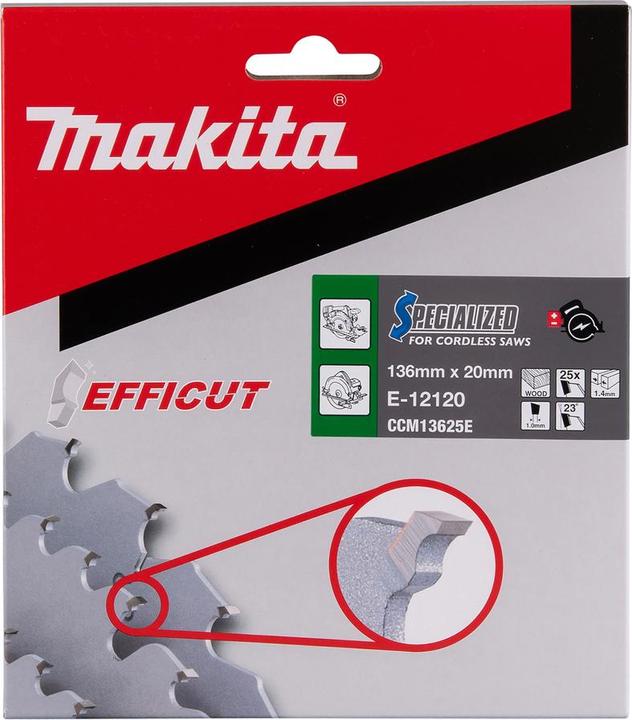 Actual product image Makita CCM13625E SPECIALIZED EFFICUT saw blade ( E-12120 ) 136 x 1,4 x 20 mm 25 teeth for wood