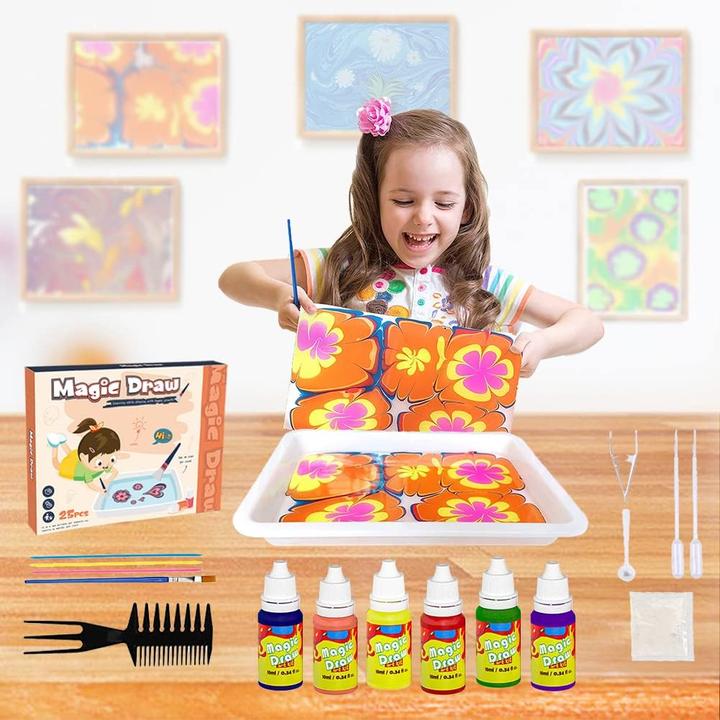 Produktbild Activity Board Wasser-Marmorierfarbe für Kinder, Marmorierfarbenset, Malen auf Wasser, kreatives Kunsthandwerk für (Mehrfarbig)