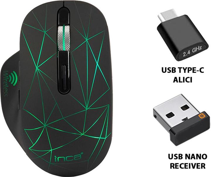 Produktbild Inca Maus IWM-551 Wireless, 1600 DPI, Akku, USB-C, SW retail (Kabellos)