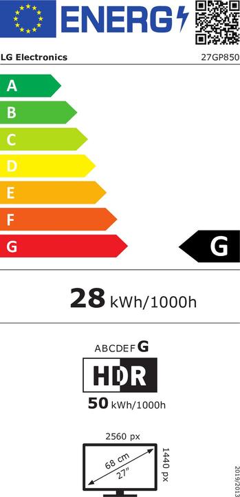 Energie-Label LG 27GP850P-B (2560 x 1440 Pixel, 27")