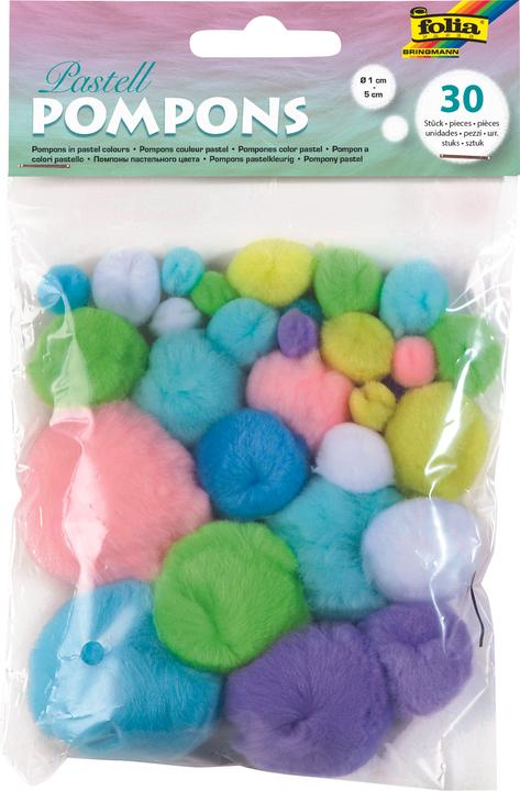 Actual product image Folia Pompoms, 30 pcs, assorted sizes, pastel colours (30 x)