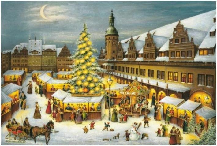 Produktbild Olewinski & Tochter 2916 - Weihnachtspostkarte "Leipzig Weihnachtsmarkt" (1 Stk.)