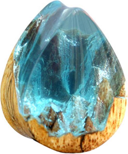 Produktbild Star Piercing Flared Plug Tropfen Landschaft Epoxy blau aus Tamarind (ohne Messing, Organisch)