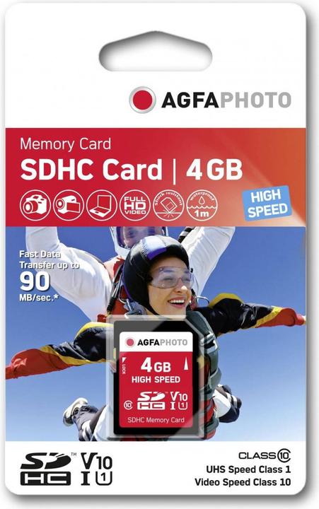 Produktbild AGFAPHOTO SDHC Karte 4GB High Speed Class 10 UHS I U1 V10 (4 GB, SDHC, U1, UHS-I)
