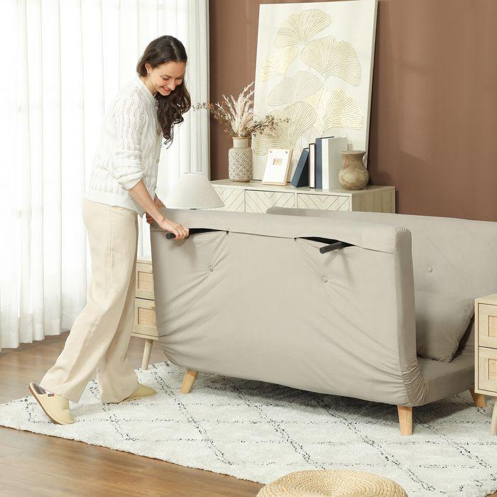 Actual product image Swisshandel24 Schlafsofa Sofa mit Schlaffunktion 130 X 78 cm Couch mit Lendenkissen, Beige