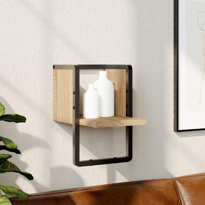 Immagine prodotto VidaXL Mensola a muro con barra Sonoma in rovere 20x25x30 cm, colore (20 x 25 x 30 cm)