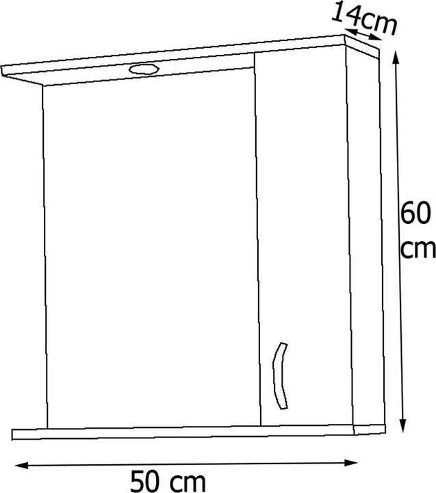 Actual product image VCM Bathroom Mirror Wall Mirror 50 cm Wall Mirror Mirror Cabinet Bathroom Revolving Door Lighting (50 x 14 x 60 cm)