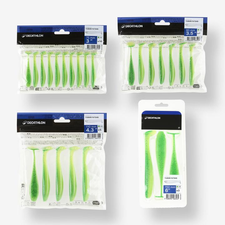 Image du produit Caperlan Leurre souple pêche YUBARI FAT SHAD avec Attractant Vert Fluo (7.50 cm)