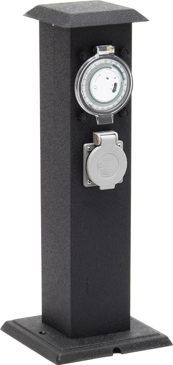 Actual product image Wiltec Outdoor Double-socket Socket Strip 2 Sockets Metal Housing IP44 Timer without Cable