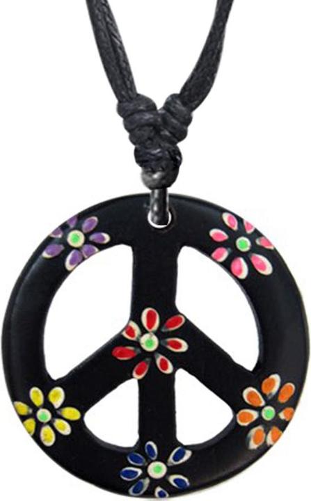 Image du produit Chaotic Trading Halskette schwarz Anhänger Peace schwarz Blumenaus aus Narra Holz (sans laiton, Organique)