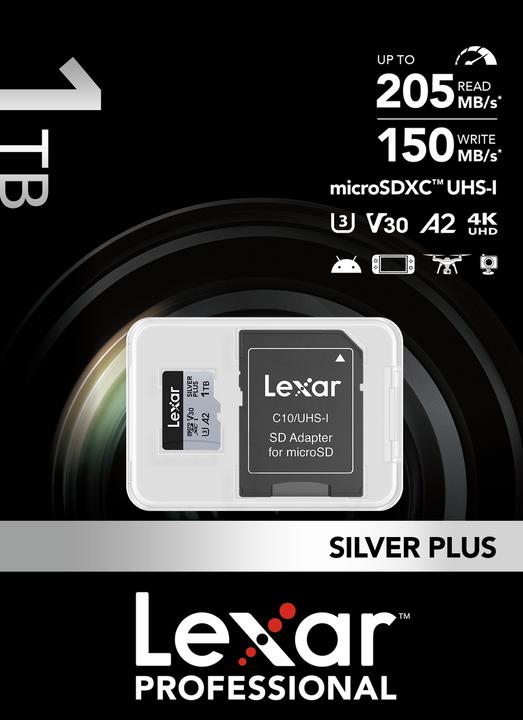 Actual product image Lexar Professional Silver Plus (1000 GB, microSDXC, U3, UHS-I)